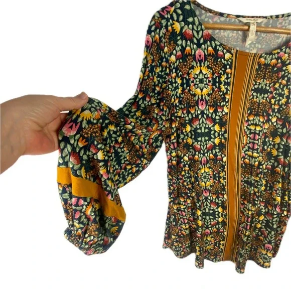 Matilda Jane women's Long Sleeve peasant Blouse top Sz M floral Boho Gypsy - Picture 4 of 8